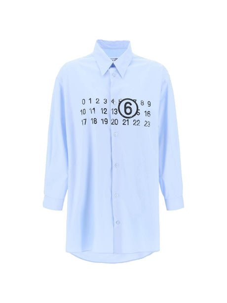 MM6 MAISON MARGIELA-Numeric Logo Poplin Shirt Dress-JOHN JULIA