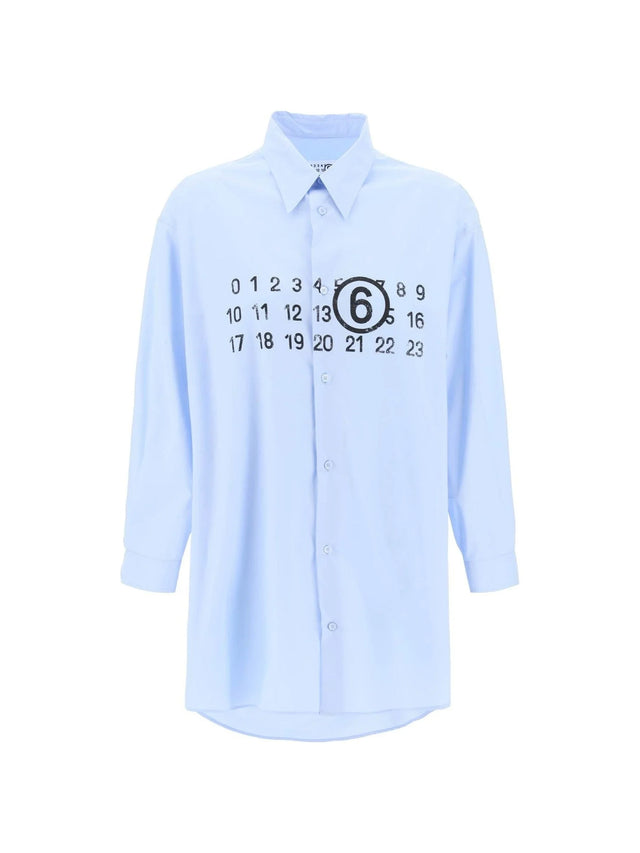 MM6 MAISON MARGIELA-Numeric Logo Poplin Shirt Dress-JOHN JULIA