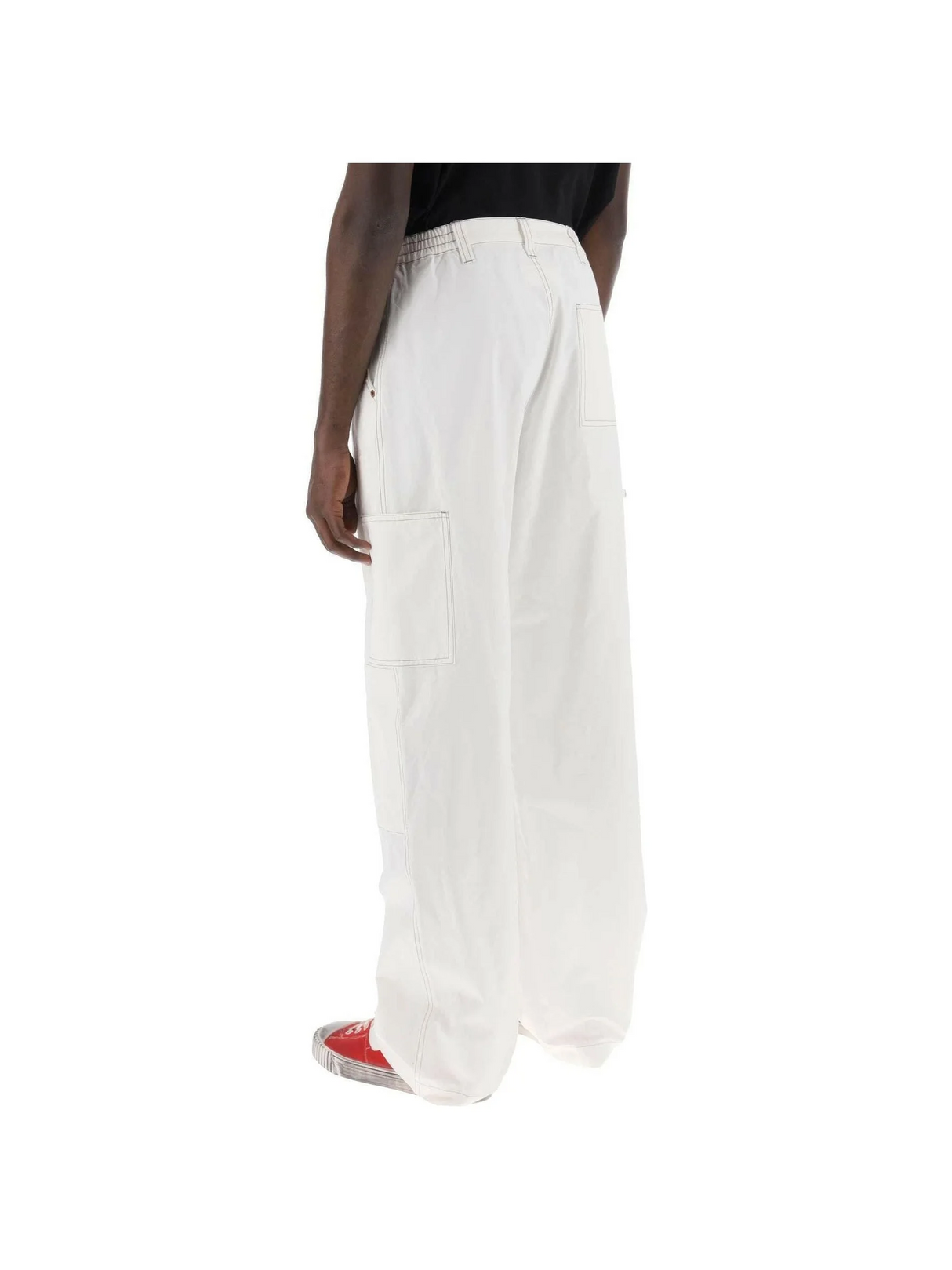 Off-White Cotton Canvas Wide-Leg Trousers MM6 MAISON MARGIELA JOHN JULIA.