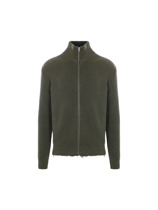 Ribbed Cotton Full-zip Cardigan-MM6 MAISON MARGIELA-JOHN JULIA