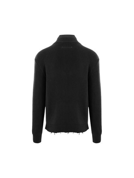 Ribbed Cotton Full-zip Cardigan-MM6 MAISON MARGIELA-JOHN JULIA