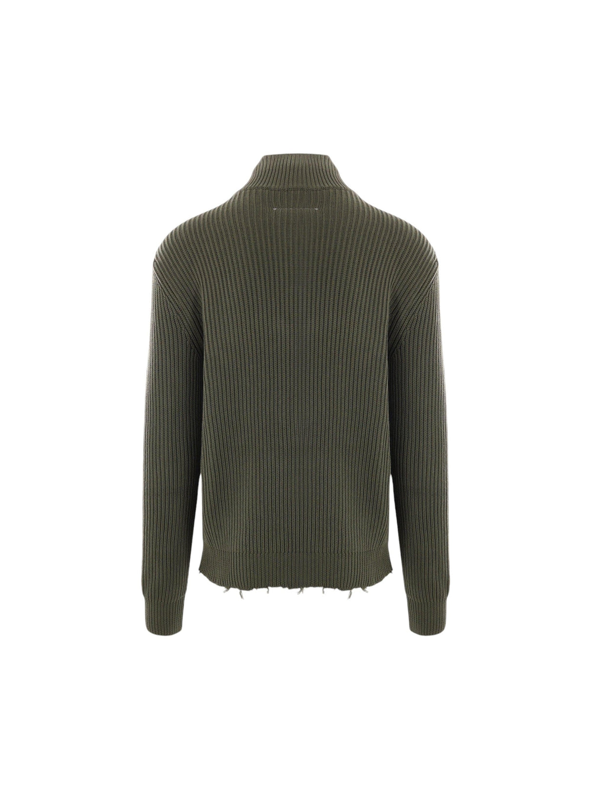 Ribbed Cotton Full-zip Cardigan-MM6 MAISON MARGIELA-JOHN JULIA