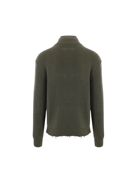 Ribbed Cotton Full-zip Cardigan-MM6 MAISON MARGIELA-JOHN JULIA