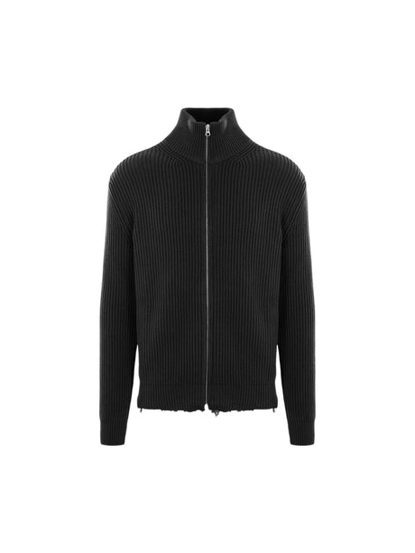 Ribbed Cotton Full-zip Cardigan-MM6 MAISON MARGIELA-JOHN JULIA