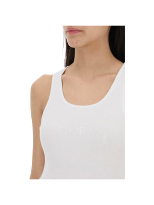 White Ribbed Cotton Tank MM6 MAISON MARGIELA JOHN JULIA.