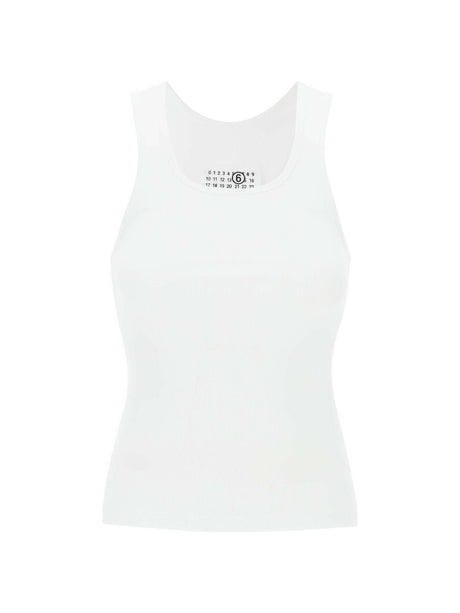 White Ribbed Cotton Tank MM6 MAISON MARGIELA JOHN JULIA.