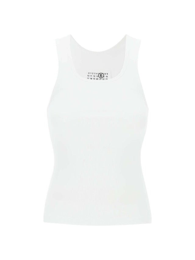 White Ribbed Cotton Tank MM6 MAISON MARGIELA JOHN JULIA.