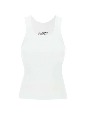 White Ribbed Cotton Tank MM6 MAISON MARGIELA JOHN JULIA.