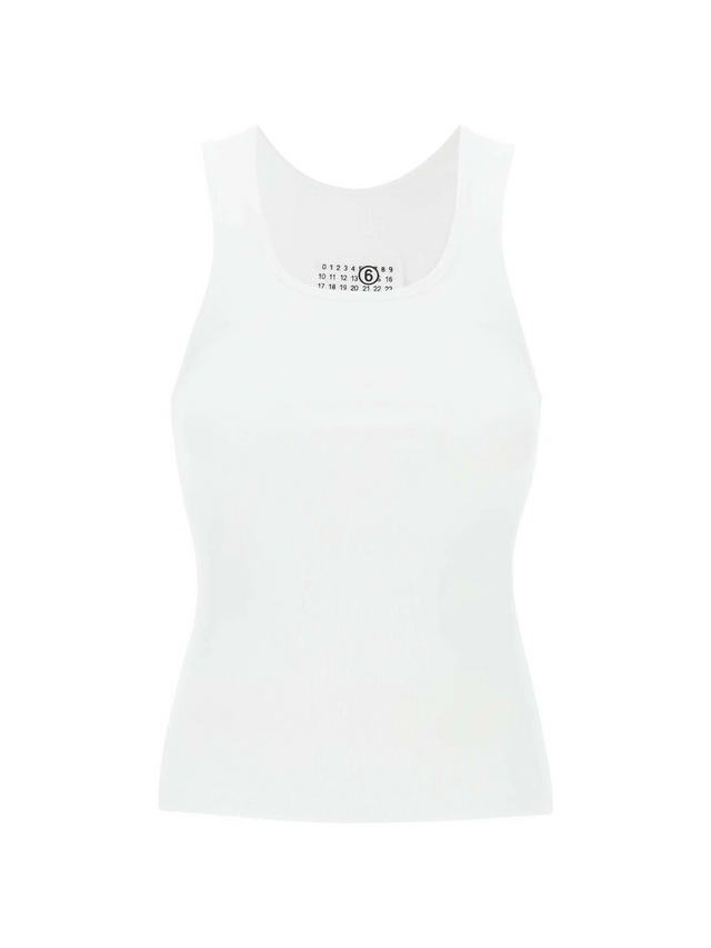 White Ribbed Cotton Tank MM6 MAISON MARGIELA JOHN JULIA.