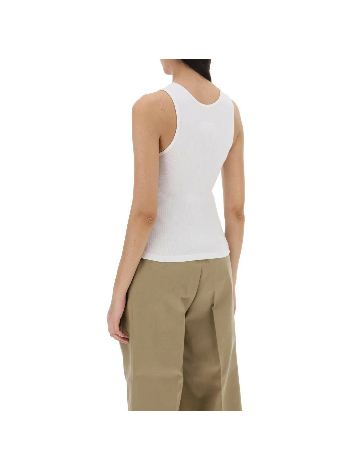 White Ribbed Cotton Tank MM6 MAISON MARGIELA JOHN JULIA.