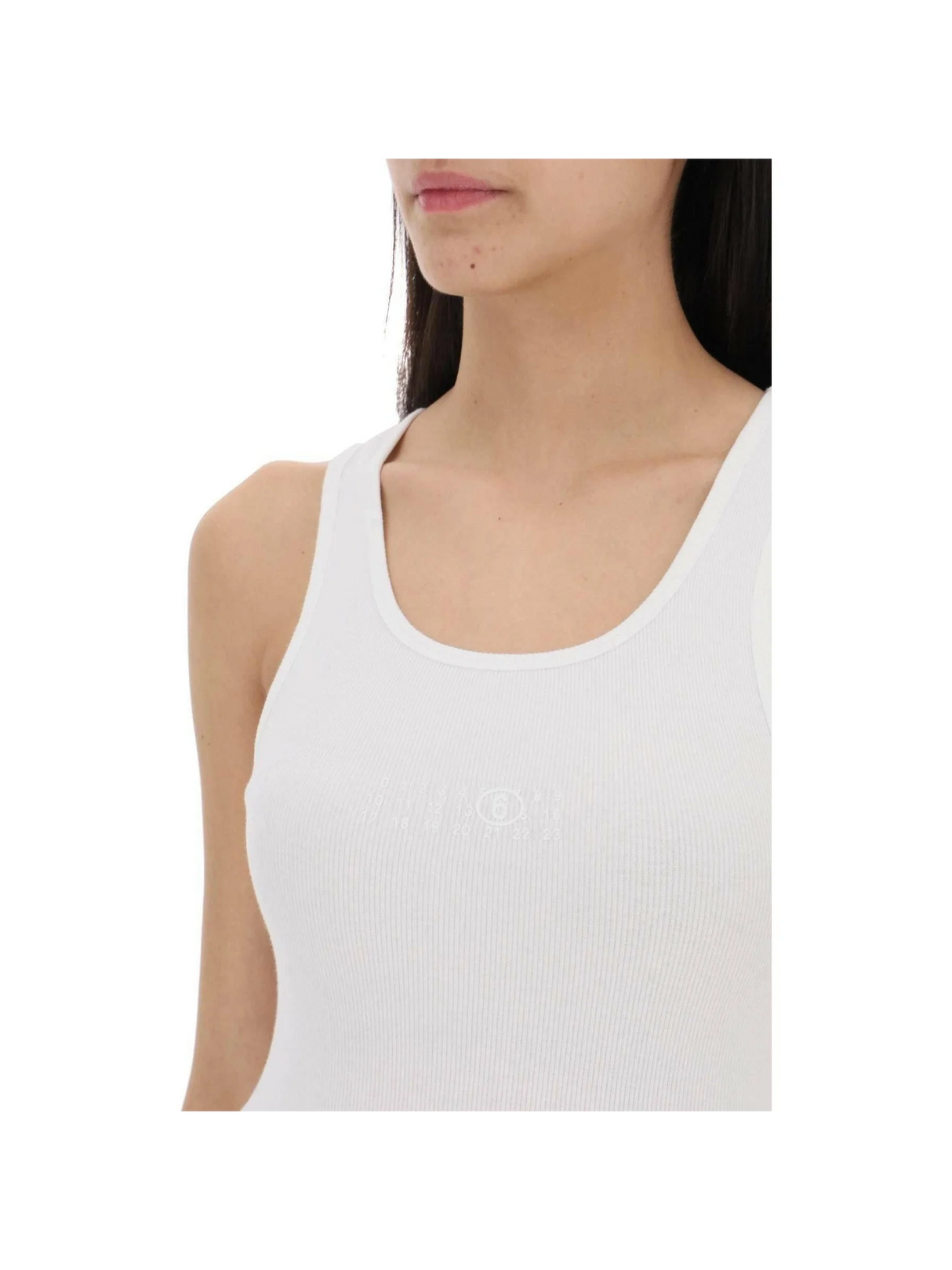 White Ribbed Cotton Tank MM6 MAISON MARGIELA JOHN JULIA.