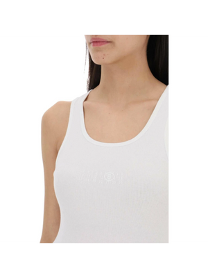 White Ribbed Cotton Tank MM6 MAISON MARGIELA JOHN JULIA.