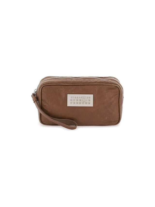 Rustic Brown Leather Numeric Pouch Bag MM6 MAISON MARGIELA JOHN JULIA.