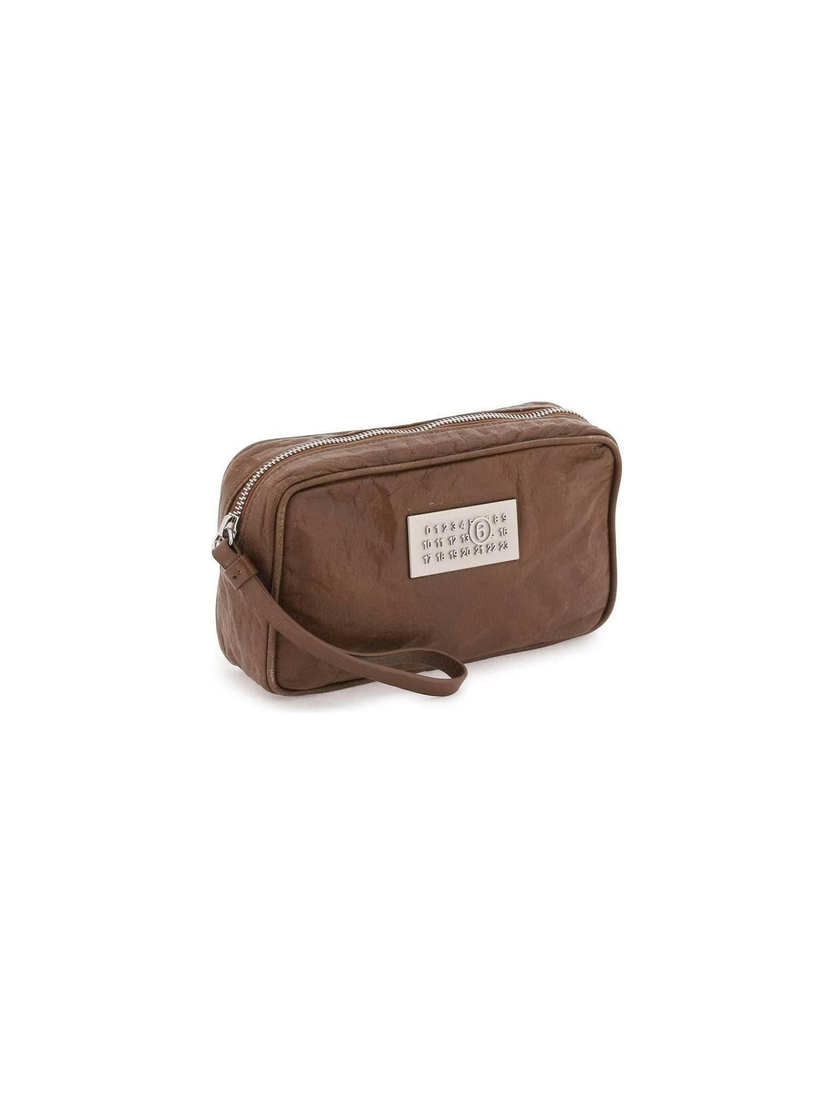 Rustic Brown Leather Numeric Pouch Bag MM6 MAISON MARGIELA JOHN JULIA.