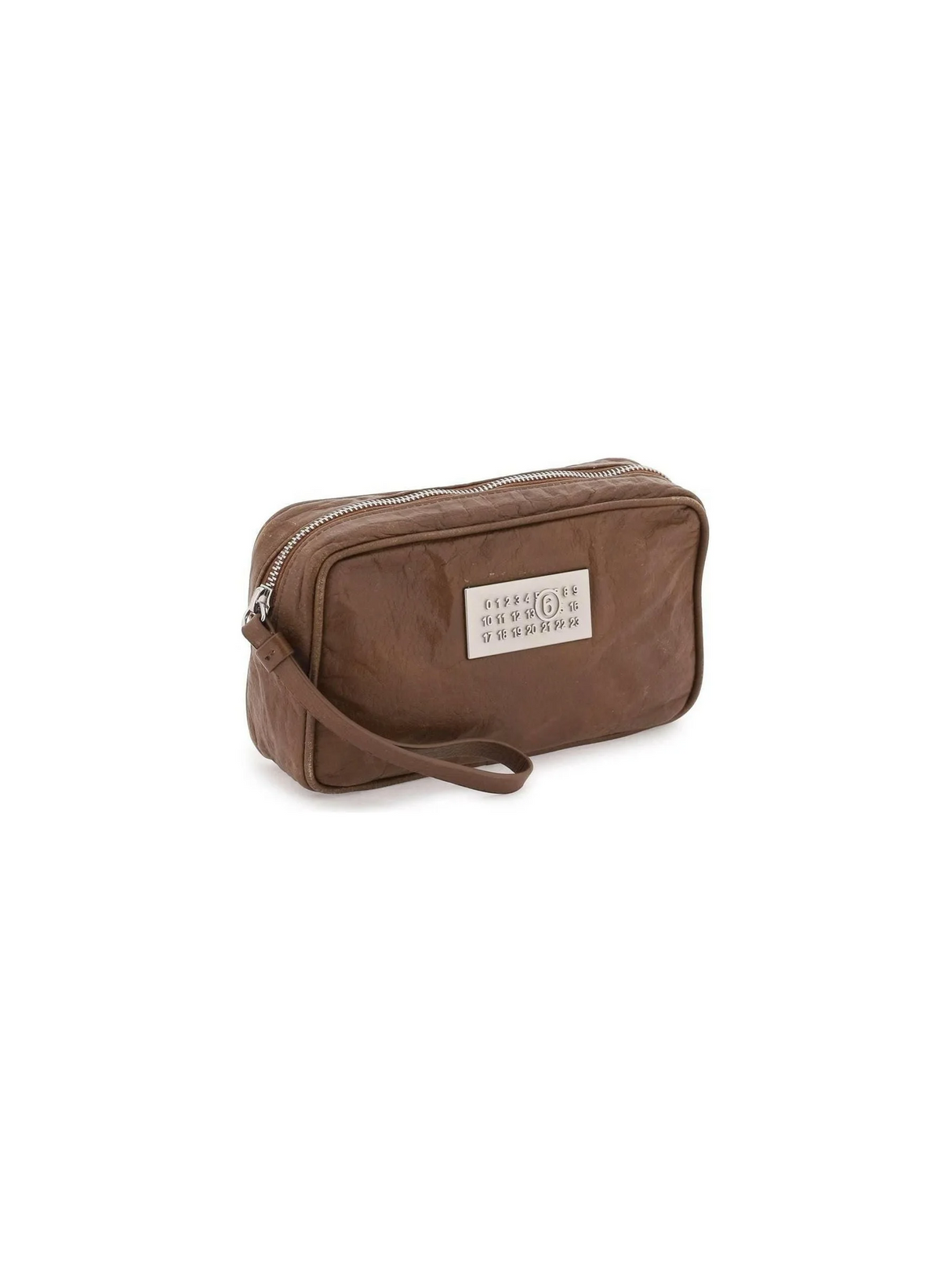 Rustic Brown Leather Numeric Pouch Bag MM6 MAISON MARGIELA JOHN JULIA.