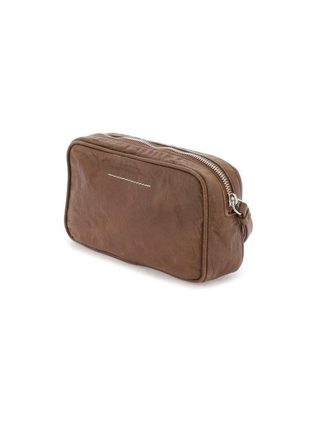 Rustic Brown Leather Numeric Pouch Bag MM6 MAISON MARGIELA JOHN JULIA.