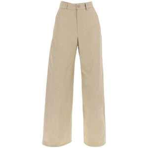 Sand Beige Wide-Leg Cotton Gabardine Trousers MM6 MAISON MARGIELA JOHN JULIA.