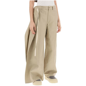 Sand Beige Wide-Leg Cotton Gabardine Trousers MM6 MAISON MARGIELA JOHN JULIA.