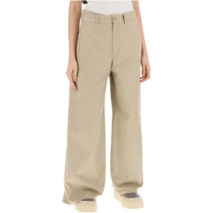 Sand Beige Wide-Leg Cotton Gabardine Trousers MM6 MAISON MARGIELA JOHN JULIA.