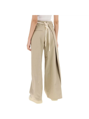 Sand Beige Wide-Leg Cotton Gabardine Trousers MM6 MAISON MARGIELA JOHN JULIA.