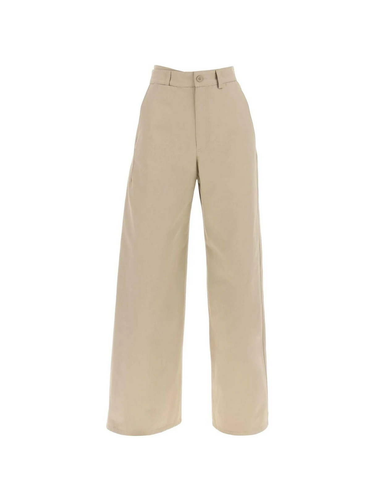 Sand Beige Wide-Leg Cotton Gabardine Trousers MM6 MAISON MARGIELA JOHN JULIA.