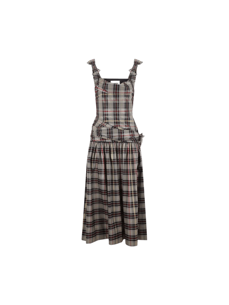 Checked Lurex Sleeveless Dress-MOLLY GODDARD-JOHN JULIA