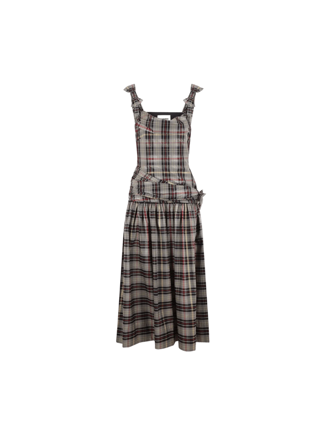 Checked Lurex Sleeveless Dress-MOLLY GODDARD-JOHN JULIA