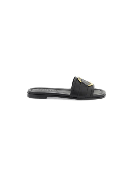 Black Bell Leather Slide Sandals MONCLER JOHN JULIA.