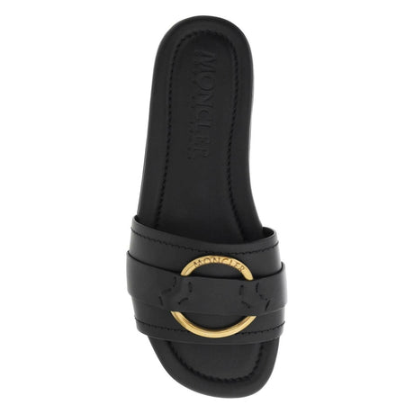 Black Bell Leather Slide Sandals MONCLER JOHN JULIA.