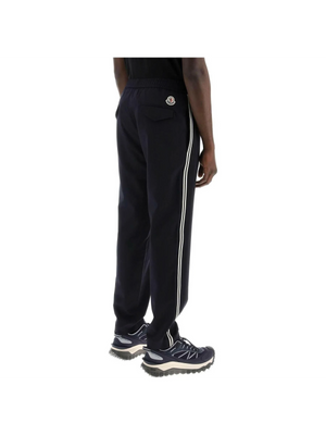 Dark Blue Wool-Twill Side-Striped Track Pants MONCLER JOHN JULIA.