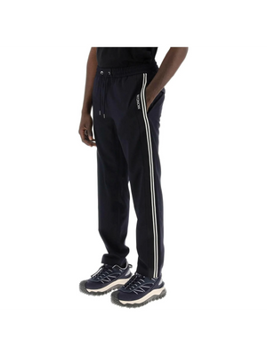 Dark Blue Wool-Twill Side-Striped Track Pants MONCLER JOHN JULIA.