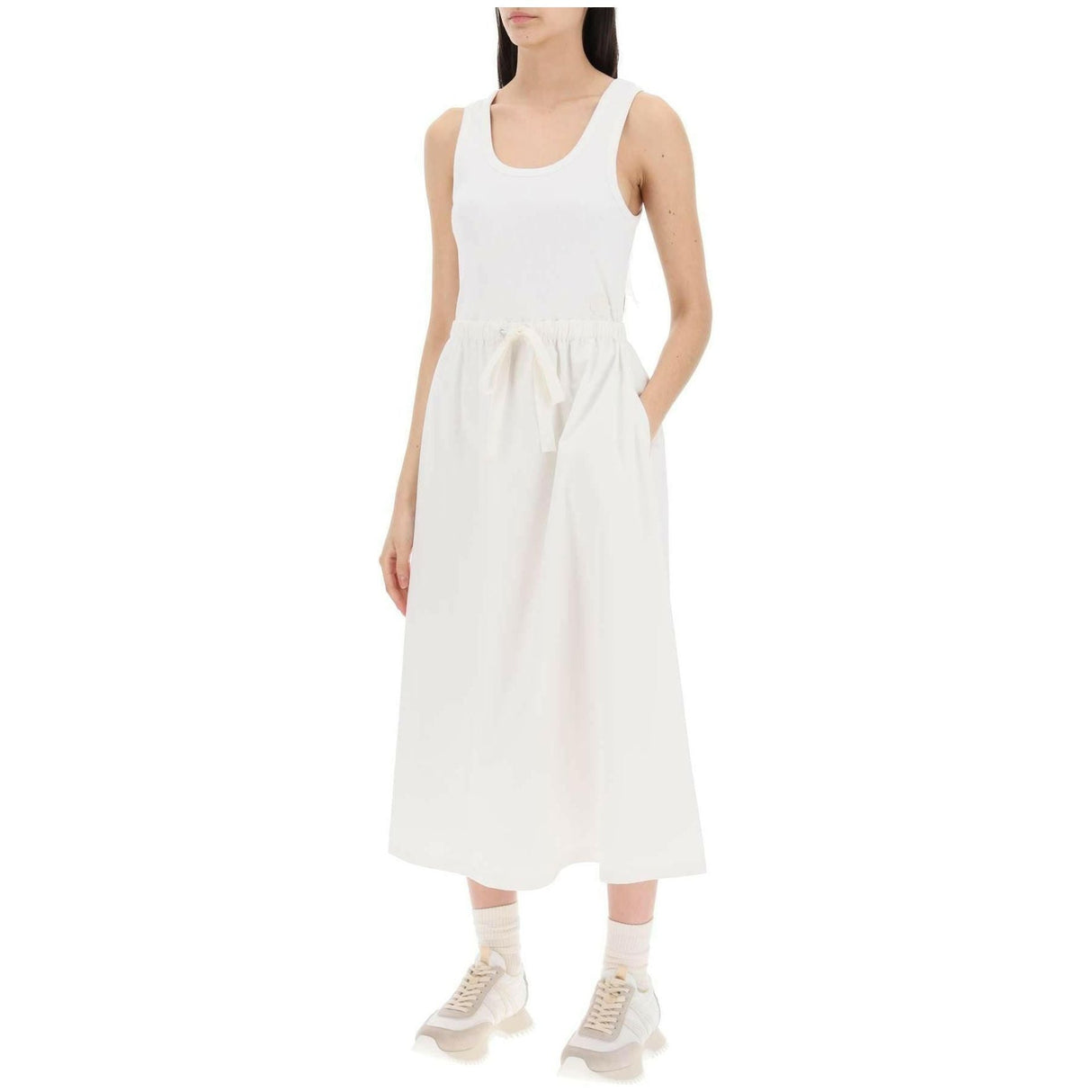 White Fit and Flare Summer Midi Dress MONCLER JOHN JULIA.