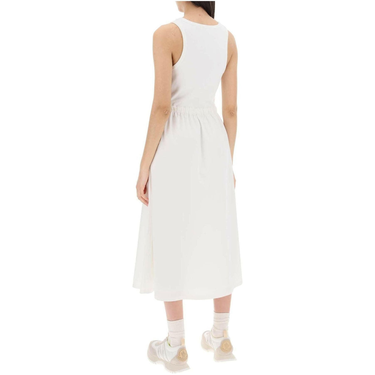 White Fit and Flare Summer Midi Dress MONCLER JOHN JULIA.