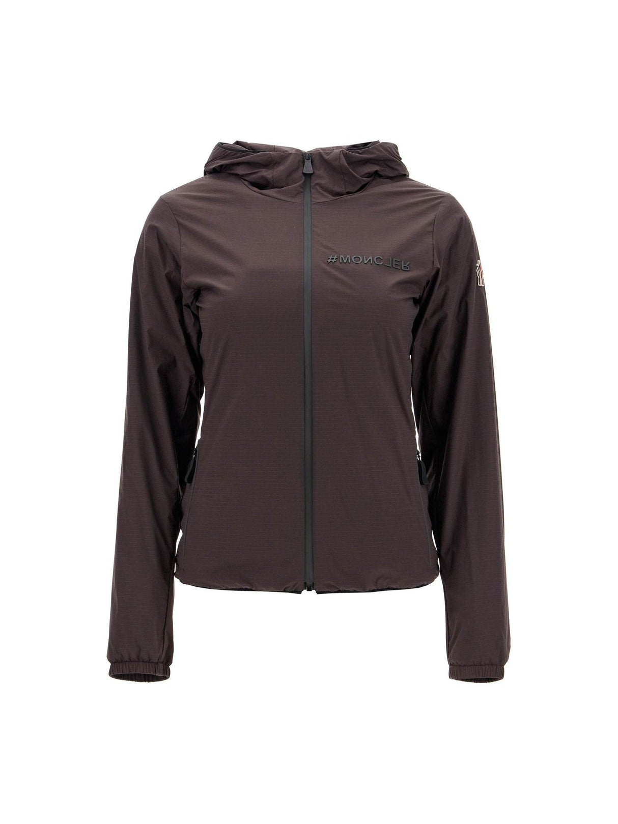 Dark brown Mietres Hooded Ripstop Shell Jacket with full-length zipper for versatile style