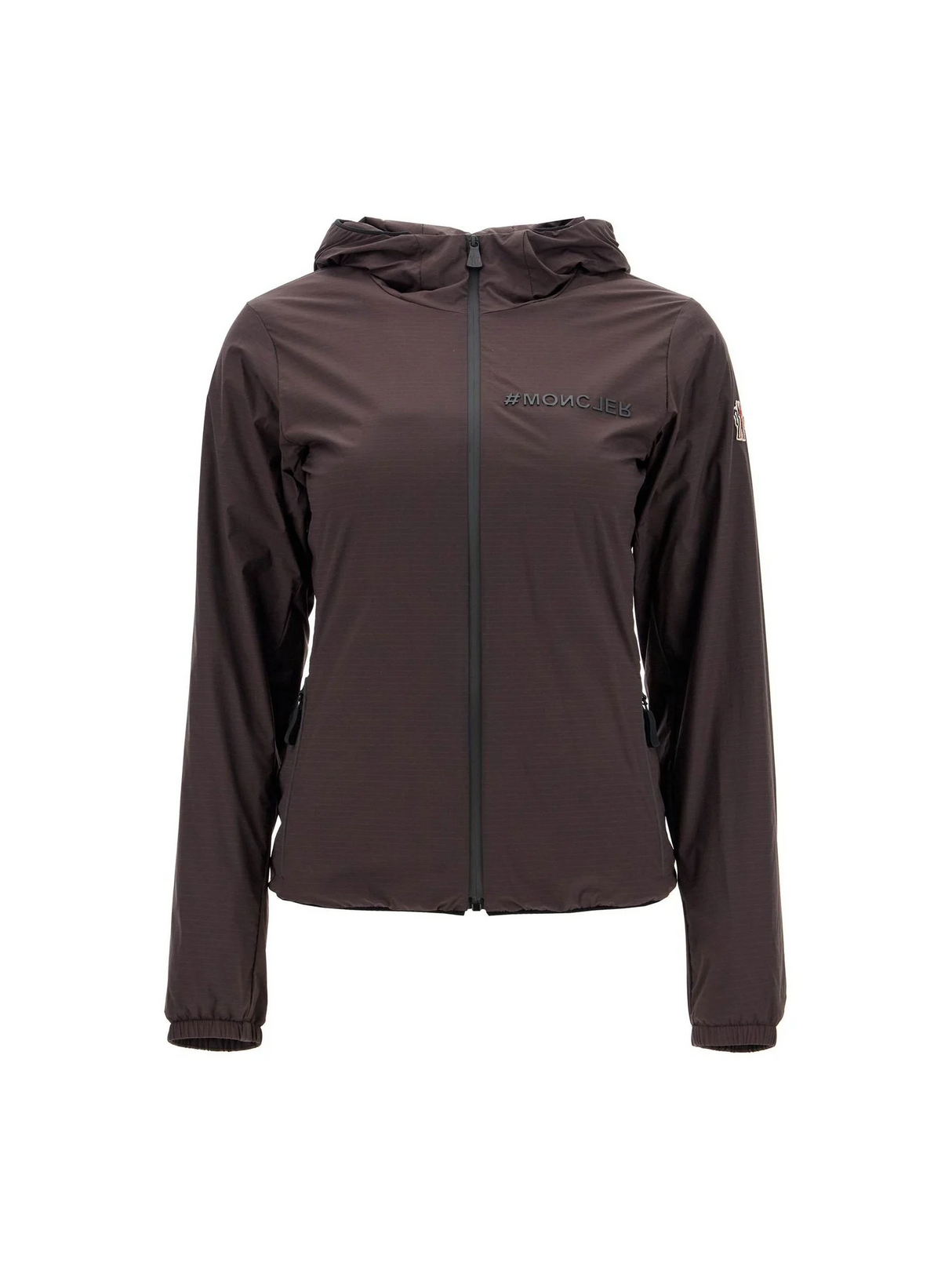 Dark brown Mietres Hooded Ripstop Shell Jacket with full-length zipper for versatile style