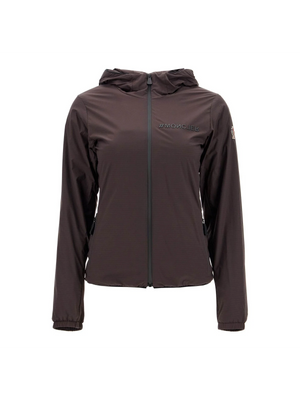 Dark brown Mietres Hooded Ripstop Shell Jacket with full-length zipper for versatile style