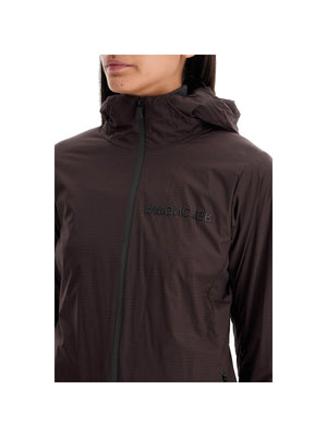 Dark brown Mietres Hooded Ripstop Shell Jacket with zipper closure displayed