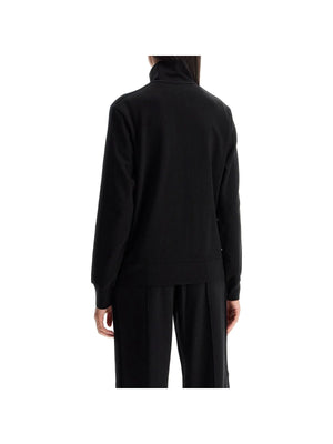 Black Milano Stitch Knit Band Sweatshirt viewed from the back for stylish layering