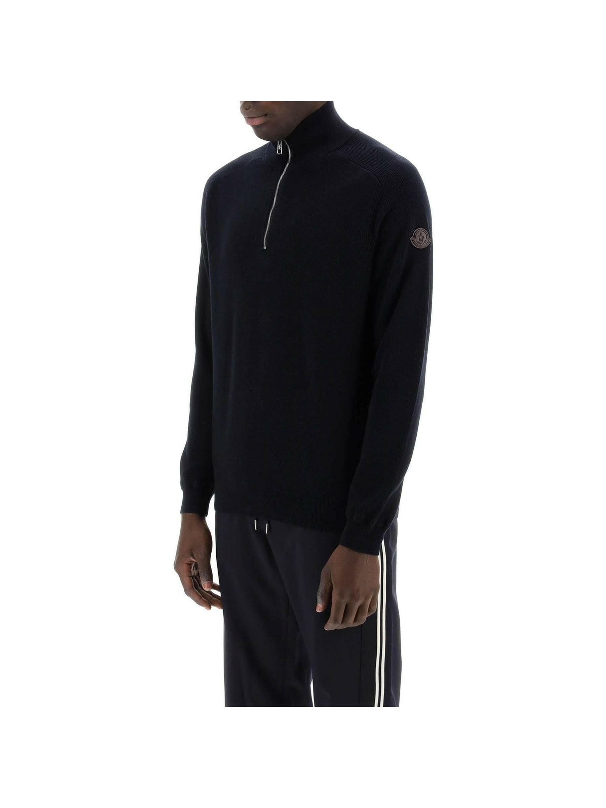 Night Blue Cotton And Cashmere Blend High-Neck Sweater MONCLER JOHN JULIA.