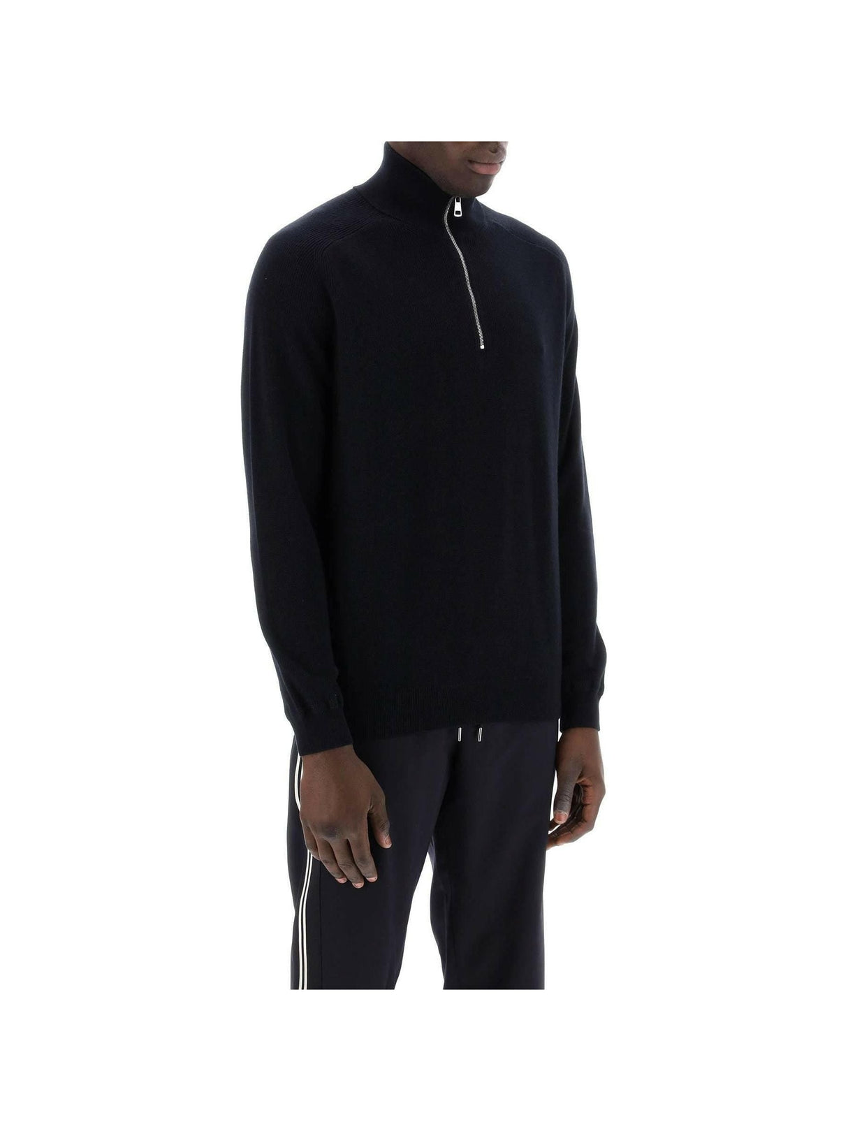 Night Blue Cotton And Cashmere Blend High-Neck Sweater MONCLER JOHN JULIA.