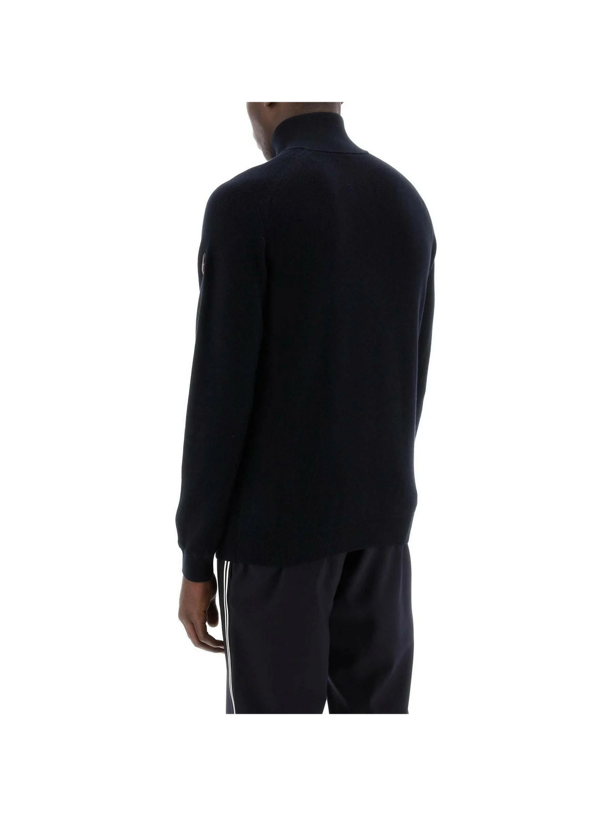 Night Blue Cotton And Cashmere Blend High-Neck Sweater MONCLER JOHN JULIA.