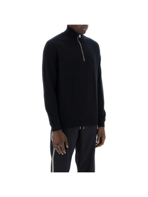 Night Blue Cotton And Cashmere Blend High-Neck Sweater MONCLER JOHN JULIA.