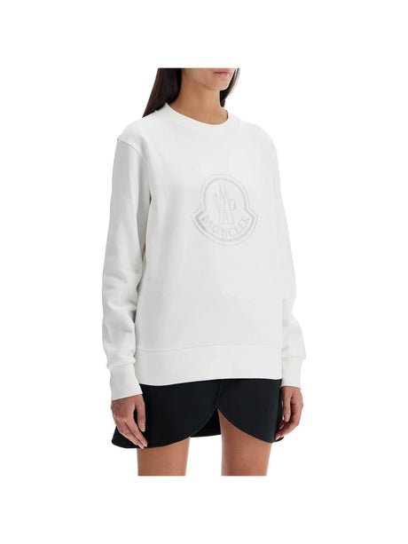 Rhinestone Logo Cotton Sweatshirt-Moncler-JOHN JULIA