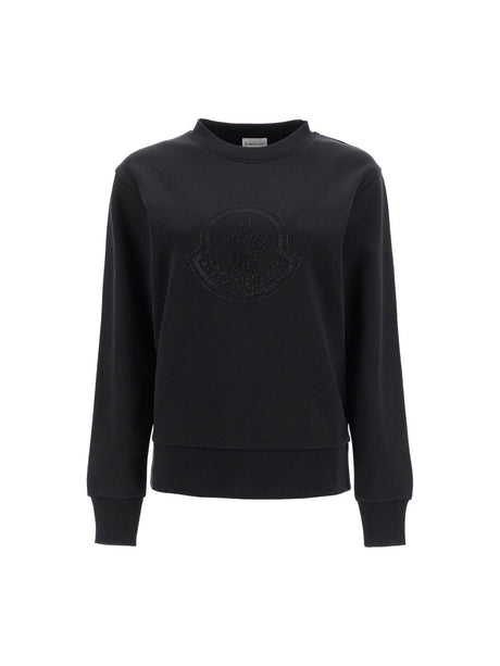 Rhinestone Logo Cotton Sweatshirt-Moncler-JOHN JULIA