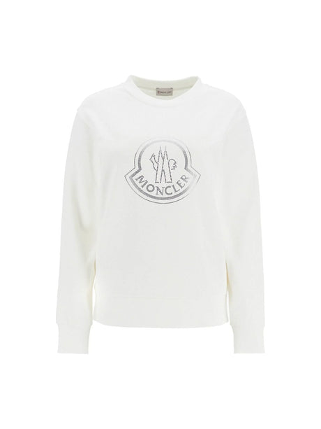 Rhinestone Logo Cotton Sweatshirt-Moncler-JOHN JULIA