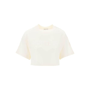 White Sequin Logo Cotton Jersey T-Shirt MONCLER JOHN JULIA.