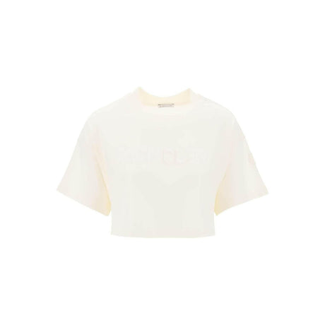 White Sequin Logo Cotton Jersey T-Shirt MONCLER JOHN JULIA.