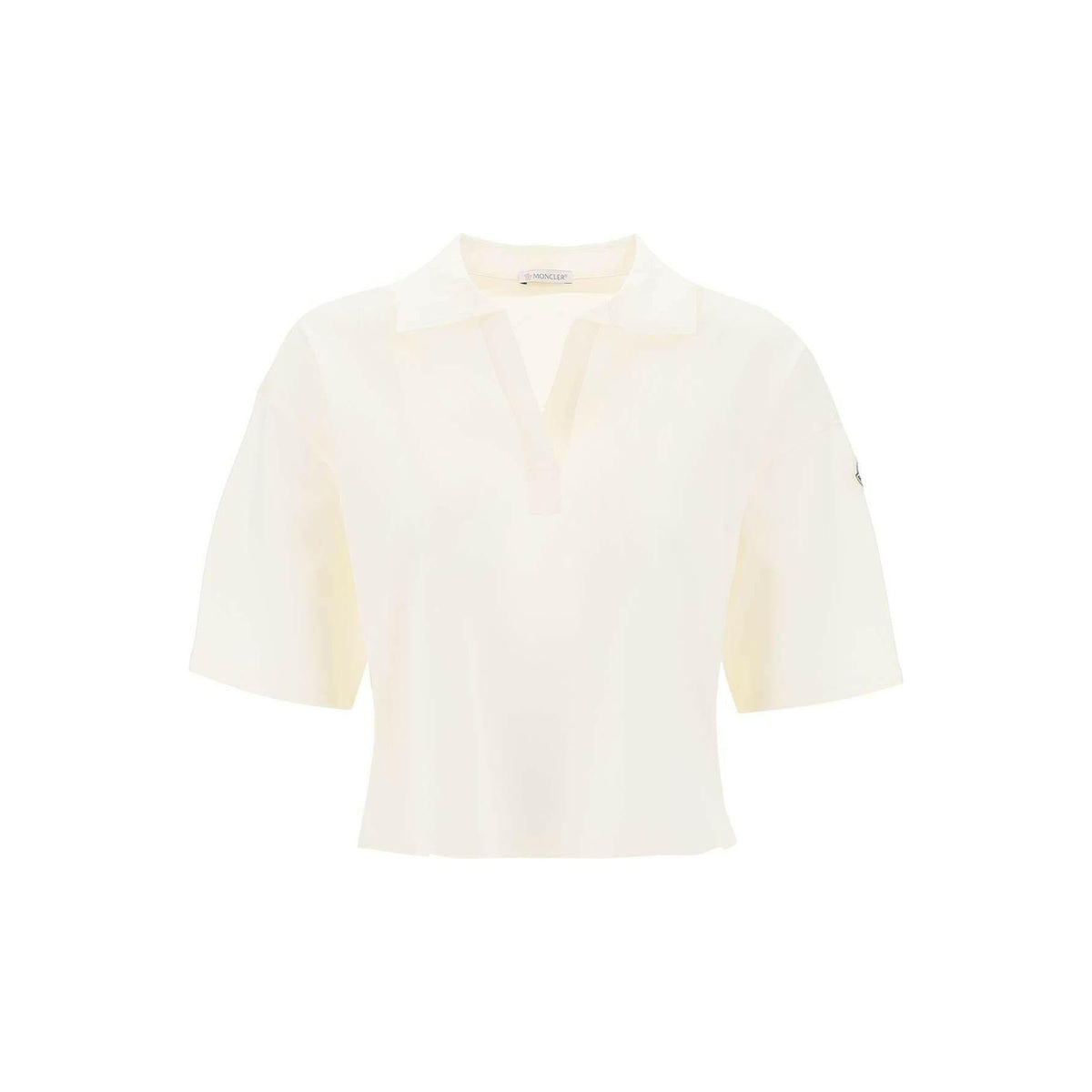 White Contrast Poplin Collar Cotton Polo Shirt MONCLER JOHN JULIA.
