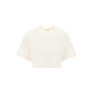 White Sequin Logo Cotton Jersey T-Shirt MONCLER JOHN JULIA.