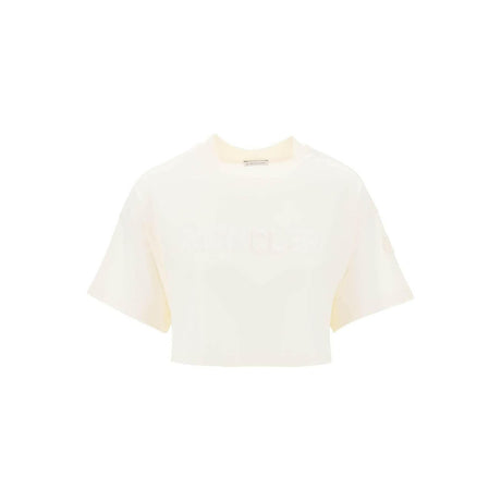 White Sequin Logo Cotton Jersey T-Shirt MONCLER JOHN JULIA.